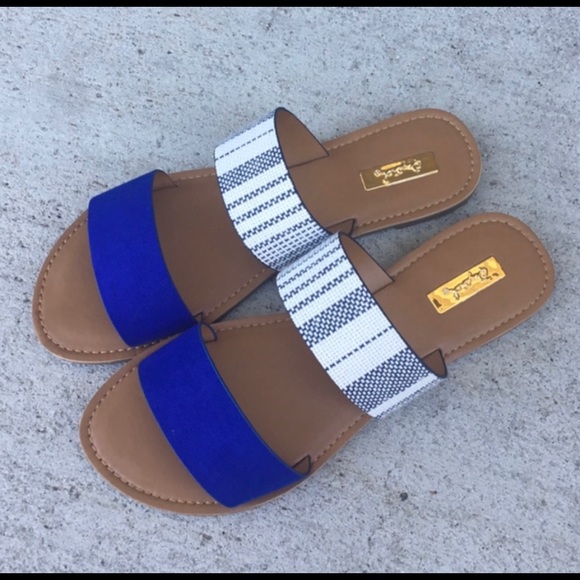 ⭐️Blue Slip on Sandals, Flats - Picture 3 of 4